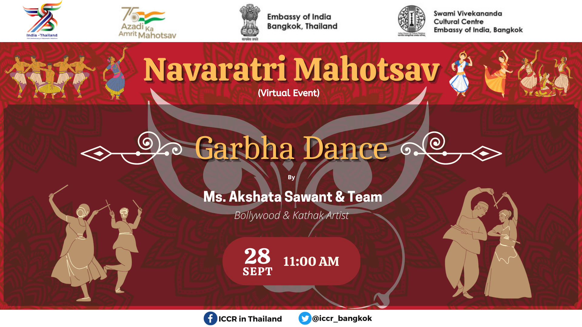 The SVCC's Embassy of India, Bangkok, is organizing a “Navratri Mahotsav” a virtual event in celebration of the Navratri Festival  -Navratri Day 3 