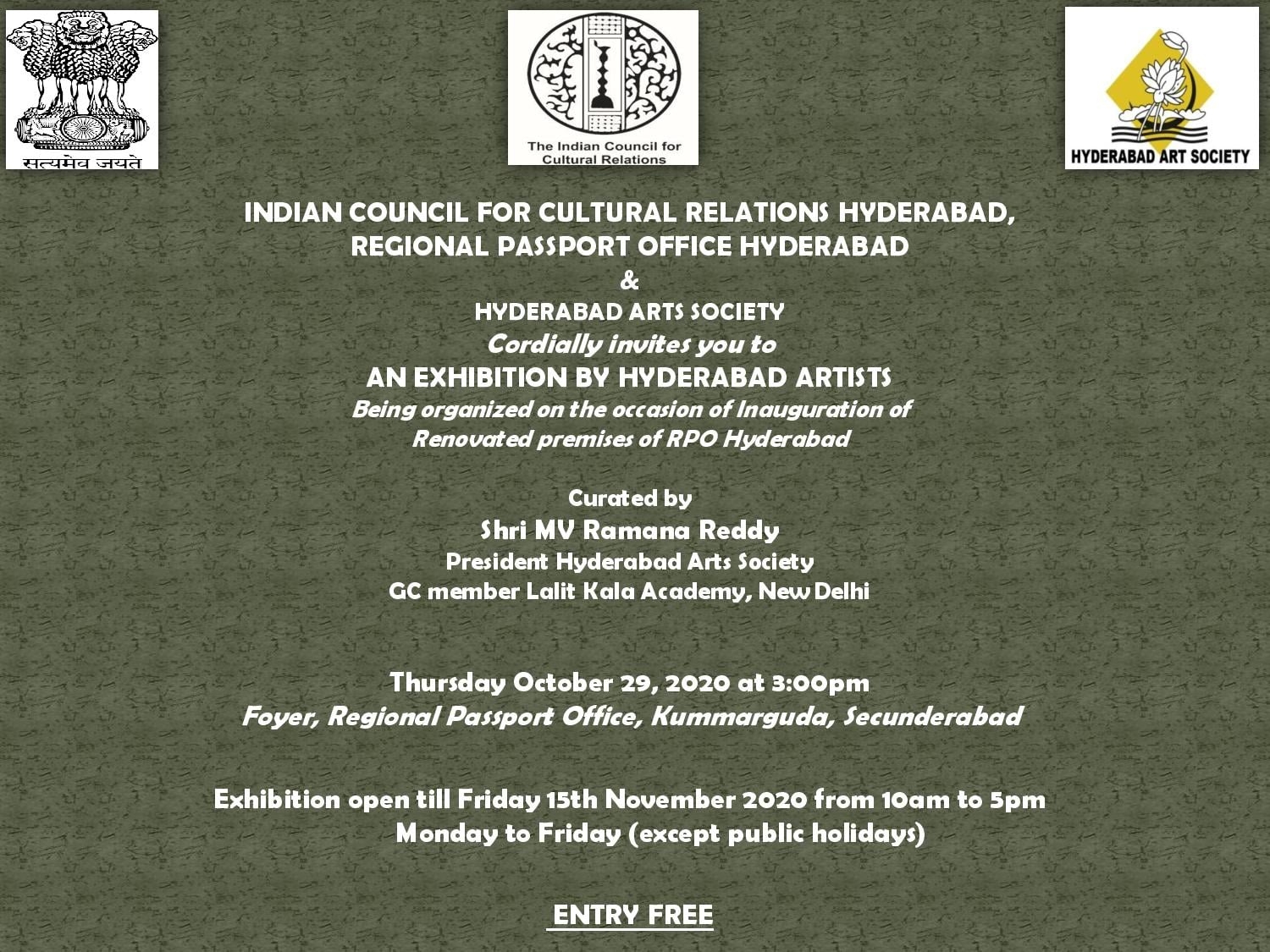 ICCR Hyderabad is organizing an exhibition on the occasion of the inauguration of the renovated premises of Regional Passport Office, Hyderabad