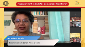 	सुश्री इंद्राणी बागची, वरिष्ठ राजनयिक संपादक, टाइम्स ऑफ इंडिया मॉडरेटिंग पैनल 2: व्यवहार में लोकतंत्र