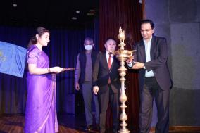 Lighting of lamp by Shri Chinmoy Nayak, DDG (C), ICCR & Mr. Darkhan Seitenow (Charge d’Affaires), Embassy of Kazakhstan on the occasion of 30th Anniversary of Establishment of Diplomatic Relations between India and Kazakhstan  on 10 March 2022  