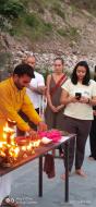 Prof. Christian Escobar with his spouse participated in Aarti at Rishikesh 