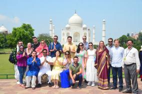 18 Delegates from #Australia,#Austria,#Greece,#Romania & #SouthKorea visited  @AgraFort  &  @TajMahal  in #Agra which are architectural pieces of refined elegance & superb craftsmanship. 