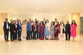 Happy to attend lunch with an exuberant group of 18 young leaders from 6 countries (Costa Rica,South Korea,Romania,Australia,Austria & Greece) hosted by  @iccr_hq  as d 5th Group of GenNext Democracy Network Programme. The program showcases 🇮🇳’s democratic spirit & vibrant culture.
