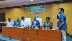 A few glimpses of yesterday's joint Press Meet by Prof. P.V.G.D. Prasad Reddy, Vice Chancellor, Andhra University & Prof. Majeste Ihou Wateba, Togolese Minister of Higher Education and Research at the Andhra University, Andhra Pradesh