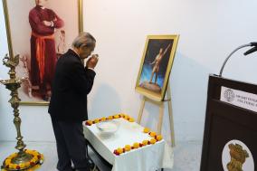 Padmashree Prof. Chirapat Prapandavidya, a Thai archaeologist, Sanskrit scholar, and Indologist, paid a floral tribute to the portrait of Assam's Legendary War Hero Lachit Barphukan at a Celebration organized by the SVCC.