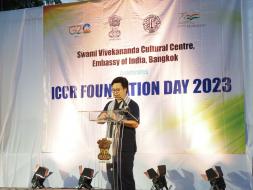 Acharn Kittipong Boonkerd, a Hindi lecturer at Chulalongkorn University and former ICCR scholar, delivered a talk on cultural ties and shared his experience as an ICCR scholar.