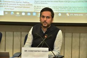 Mr. @constantinox , Fellow, @CSEP_Org & ICCR Distinguished Alumni Awardee, delivered a session on “India as a Rising Democratic Power” at the Parliament, for the 28 delegates from 9 democracies who are visiting #India under ICCR's #GenNext_Democracy_N