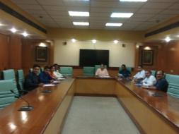 हिन्दी पखवाड़े के दौरान आयोजित श्रुतिलेख  प्रतियोगिता  मे भाग लेते हुए परिषद के  एम टी एस कर्मचारी 