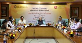 भारतीय सांस्कृतिक संबंध परिषद और दिल्ली विश्वविद्यालय के बीच समझौता ज्ञापन (एमओयू) पर हस्ताक्षर समारोह