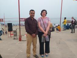Regional Director, ICCR with Dr. Raquel Vaz-Pinto at Assi Ghat, Varanasi